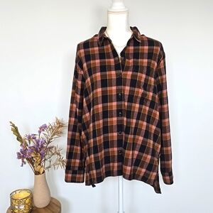 Madewell Ex-boyfriend Brown-Black Checkered Button-down Shirt